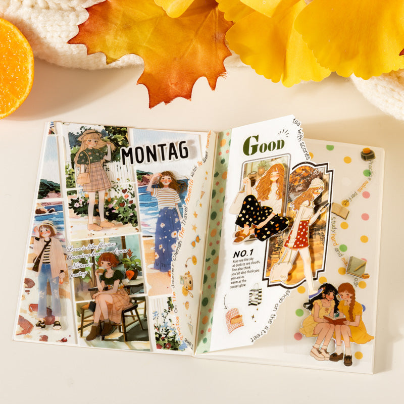 The orange flavored girl series Die Cutting PET Tape featuring red, girl, and orange designs for journaling, scrapbooking and collage