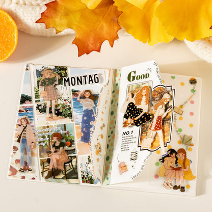The orange flavored girl series Die Cutting PET Tape featuring red, girl, and orange designs for journaling, scrapbooking and collage
