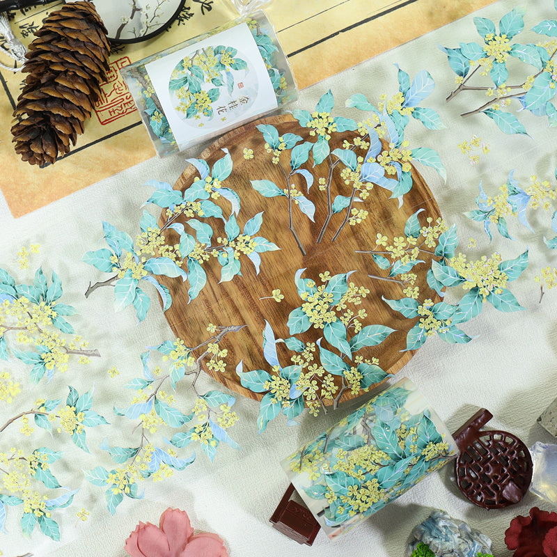 Glod Osmanthus Die Cutting Washi/Shell Light PET Tape featuring light designs for journaling, scrapbooking and collage