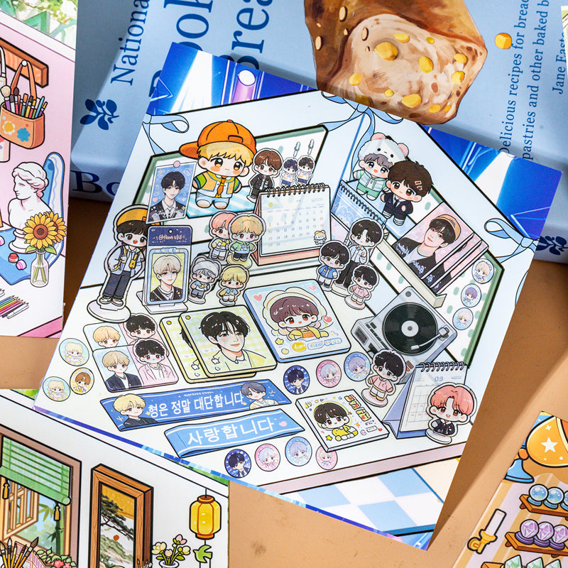 Corner Of Desk Series 3D Sticker Book featuring book designs for journaling, scrapbooking and collage