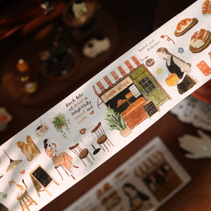 Whole Roll 5.5cm*5m Daily Life Of Bakery Die Cutting Washi/Fog PET Tape for journaling, scrapbooking and collage
