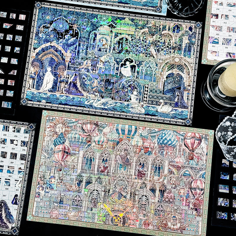 Cloudscape Flowlight Series 3D Sticker featuring cloud, and light designs for journaling, scrapbooking and collage