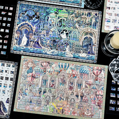 Cloudscape Flowlight Series 3D Sticker featuring cloud, and light designs for journaling, scrapbooking and collage