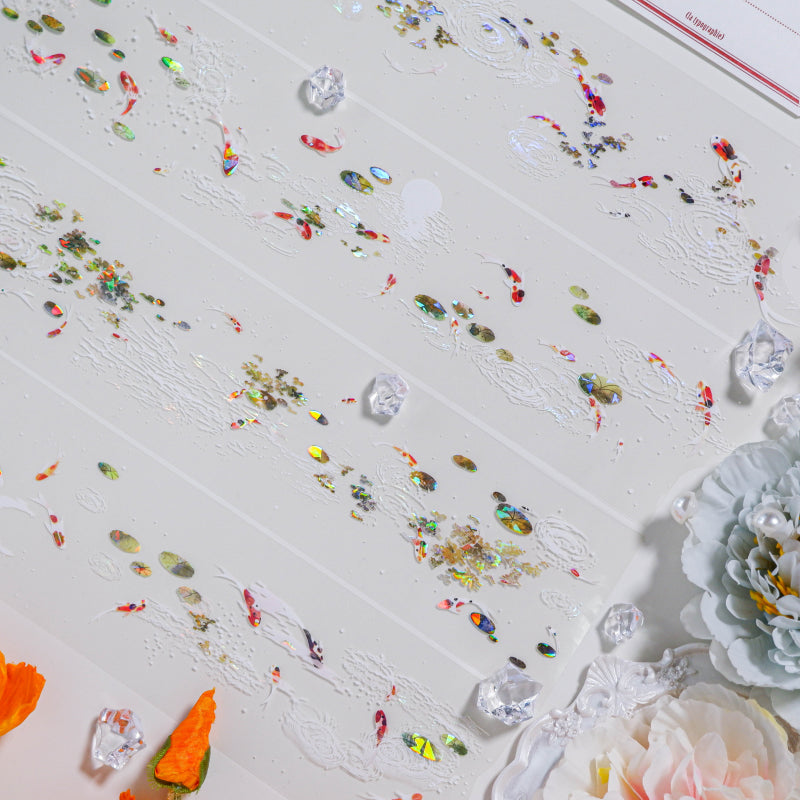 6cm*100cm Swimming Fish Glazed Light PET Tape featuring light designs for journaling, scrapbooking and collage
