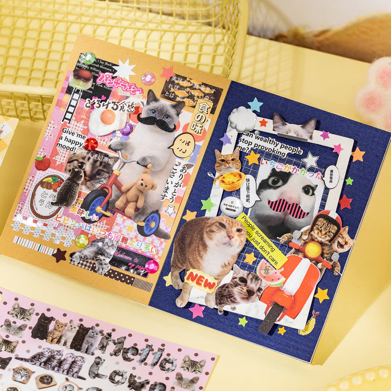Meow Words Series Sticker Book featuring book designs for journaling, scrapbooking and collage