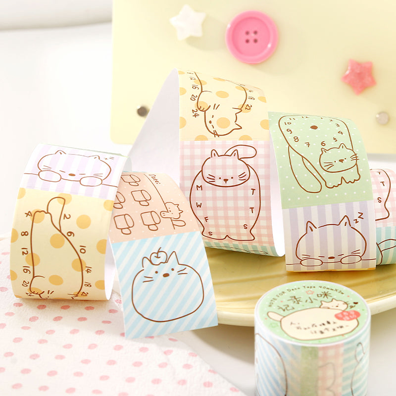 Flat Cat Diary Series Die Cutting Writing Paper Tape