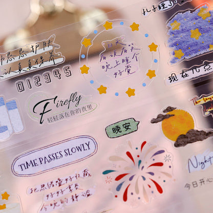 Whole Roll 4.8cm*5m Good Night Die Cutting Washi/PET Tape
