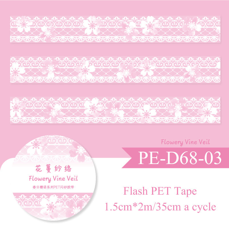 Spring Blossom Words Series Flash PET Tape
