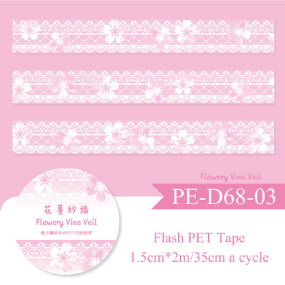 Spring Blossom Words Series Flash PET Tape