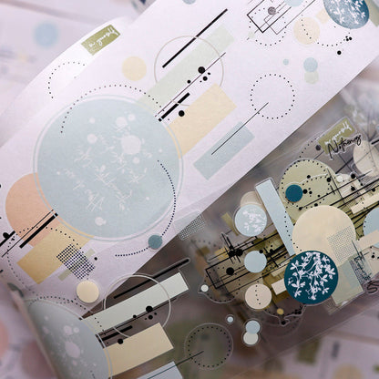 Whole Roll 7.5cm*6m Colorful Circles Collection Die Cutting Washi/PET Tape featuring color designs for journaling, scrapbooking and collage