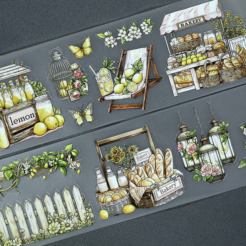 Lime Fragrant Cottage Die Cutting Fog PET Tape featuring cottage designs for journaling, scrapbooking and collage