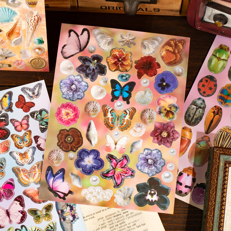 Retro Sanctuary Series Sticker Book featuring retro, and book designs for journaling, scrapbooking and collage