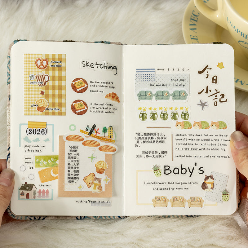 Cat Den Hours Series Die Cutting Self-adhesive Tape featuring cat designs for journaling, scrapbooking and collage