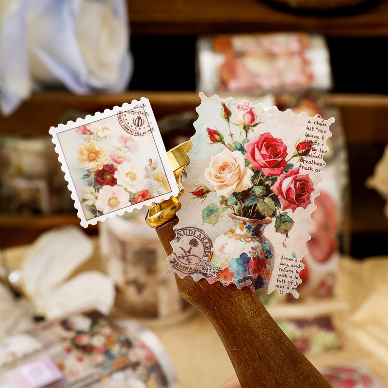 Wild Rose Series Die Cutting Self-adhesive Tape featuring rose designs for journaling, scrapbooking and collage