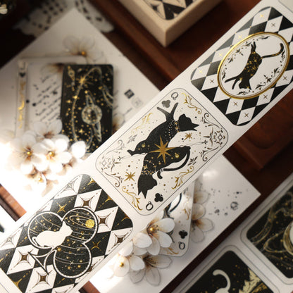 Whole Roll 4.5cm*5m Star Brand Diary Die Cutting Gold Stamping Washi/PET Tape featuring old, gold, and star designs for journaling, scrapbooking and collage