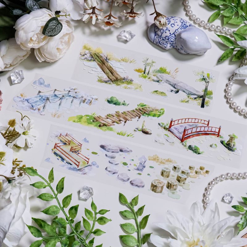 5.5cm*70cm Winding Stream PET Tape featuring wind designs for journaling, scrapbooking and collage