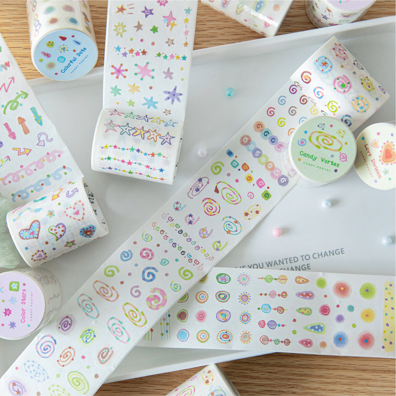 Colorful Mood Series Die Cutting Washi Tape featuring color designs for journaling, scrapbooking and collage