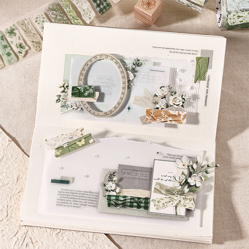 Folded Pages Series Die Cutting PET Tape featuring old designs for journaling, scrapbooking and collage
