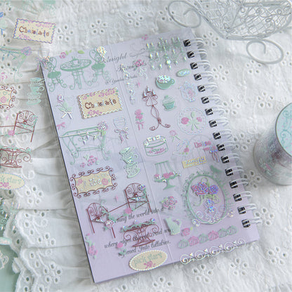Rose Story Series Die Cutting Silver Stamping PET Tape