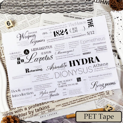 5cm*100cm Retro script Die Cutting Synthetic Paper/PET Tape