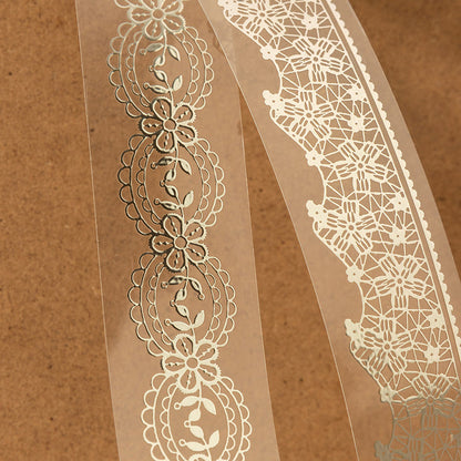 Silver Islet Lace Dream Series Silver Stamping PET Tape featuring dream, lace, and silver designs for journaling, scrapbooking and collage