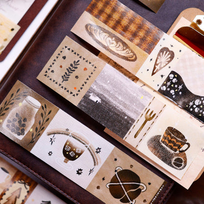 Whole Roll 4cm*5m Coffee Color Language Washi Tape featuring color designs for journaling, scrapbooking and collage