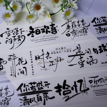 5cm*100cm Chinese text record Die Cutting Washi/PET Tape for journaling, scrapbooking and collage