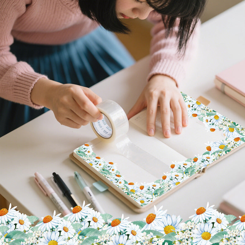 Daisy Dream in Green Rhyme PET Tape featuring dream, and green designs for journaling, scrapbooking and collage