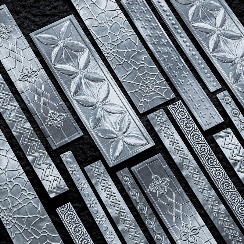 Floating Pattern Silver Strip Series Sticker featuring silver designs for journaling, scrapbooking and collage