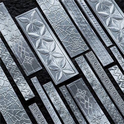 Floating Pattern Silver Strip Series Sticker featuring silver designs for journaling, scrapbooking and collage