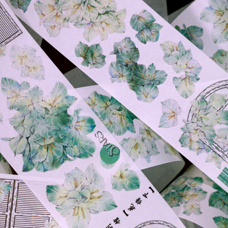 6cm*100cm Flower Architrave Die Cutting Shell Light Washi/PET Tape