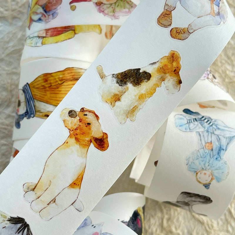 4cm*333cm Cute doll Die Cutting Washi/PET/Fog PET Tape for journaling, scrapbooking and collage