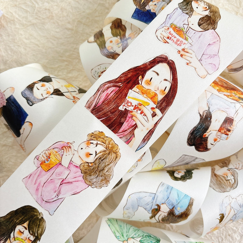 5.5cm*333cm Having a meal Die Cutting Washi/PET/Fog PET Tape for journaling, scrapbooking and collage