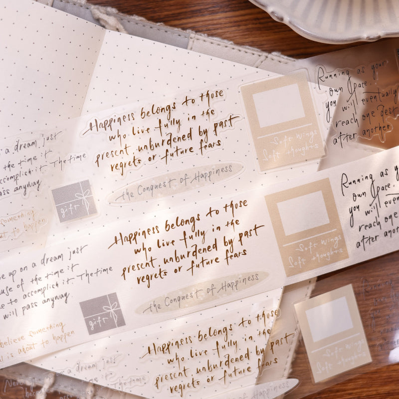 4.5cm*100cm Random Thoughts Notebook Die Cutting Washi/PET/Fog PET Tape featuring book designs for journaling, scrapbooking and collage