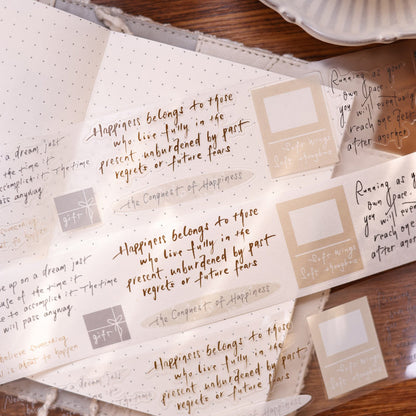4.5cm*100cm Random Thoughts Notebook Die Cutting Washi/PET/Fog PET Tape featuring book designs for journaling, scrapbooking and collage
