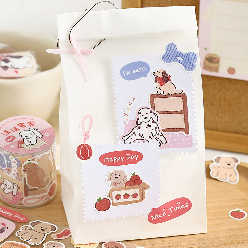 Caring Dog Series Die Cutting Synthetic Paper Tape featuring dog designs for journaling, scrapbooking and collage