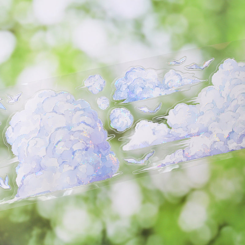 6.5cm*110cm Cloud Dream Floating World Die Cutting Shell Light PET Tape featuring dream, cloud, and light designs for journaling, scrapbooking and collage
