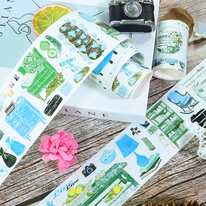 Vintage home furnishings Washi Tape featuring vintage, and home designs for journaling, scrapbooking and collage