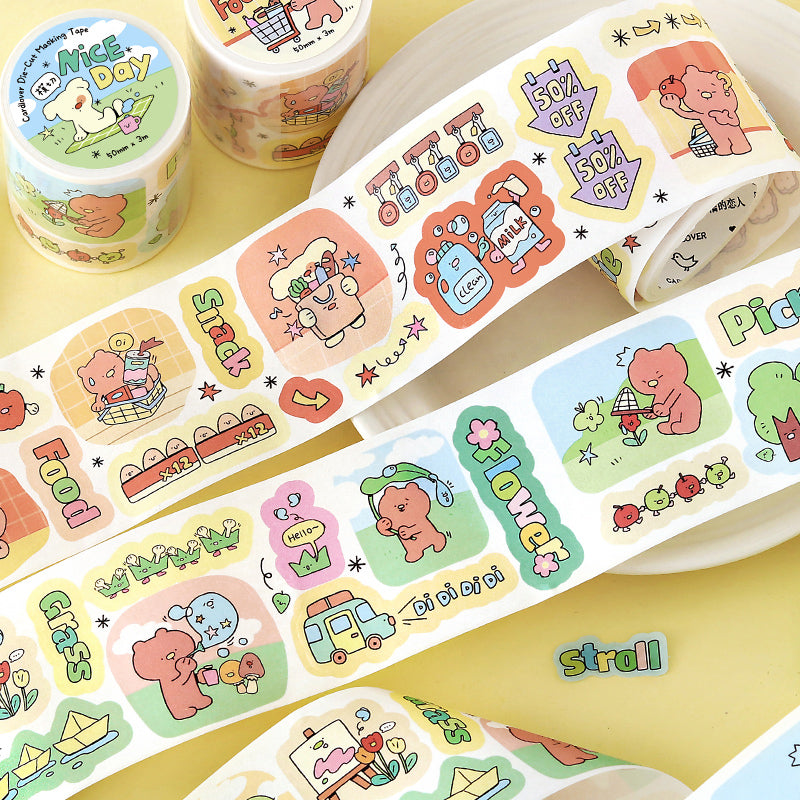 Dun Dun Street Daily Series Die Cutting Washi Tape featuring street, and tree designs for journaling, scrapbooking and collage