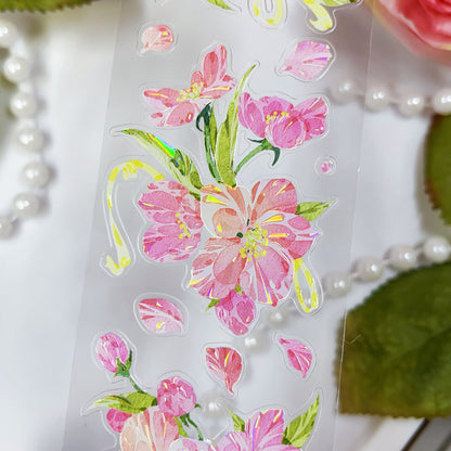 5cm*100cm Pine Ccented flower Washi/Self-adhesive/Shell Light PET Tape featuring flower, and light designs for journaling, scrapbooking and collage