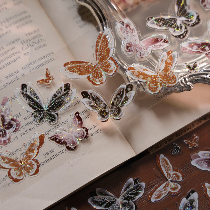6cm*100cm Lace Butterfly Mist Die Cutting Shell Silver/Gold/Light PET Tape