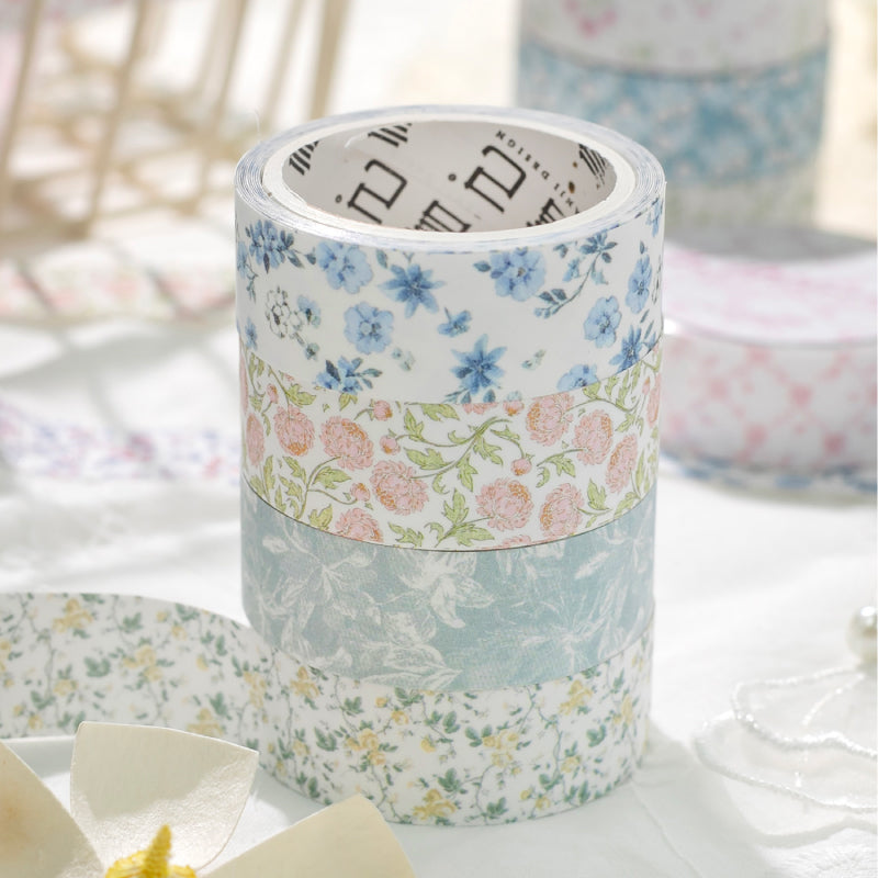Thin Salt Flower Series Flash Sand Synthetic Paper Tape featuring flower designs for journaling, scrapbooking and collage
