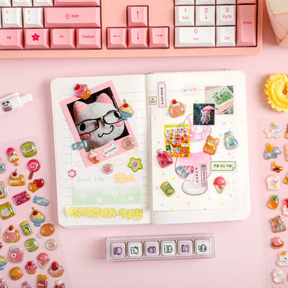 3D Colorful Jelly Series Sticker featuring color designs for journaling, scrapbooking and collage