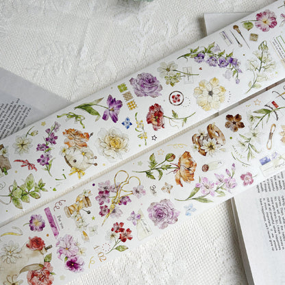 Whole Roll 6cm*5m Embroidered Flower Letter Die Cutting Washi/PET Tape