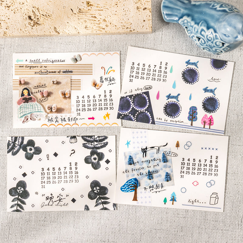 Kagawa Shimeng Series White Kraft Paper Tape featuring white designs for journaling, scrapbooking and collage