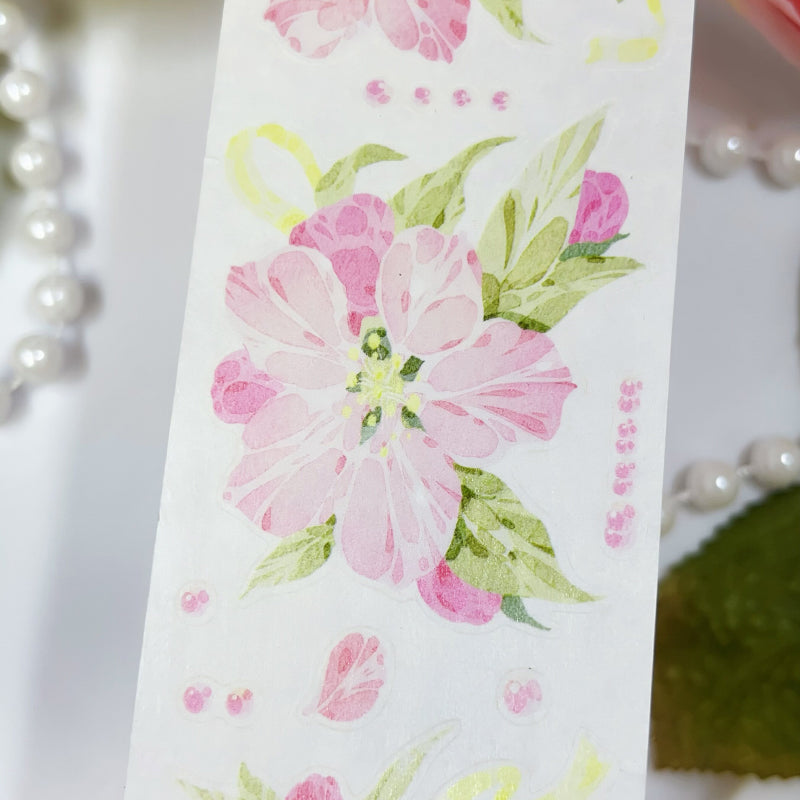 5cm*100cm Pine Ccented flower Washi/Self-adhesive/Shell Light PET Tape featuring flower, and light designs for journaling, scrapbooking and collage