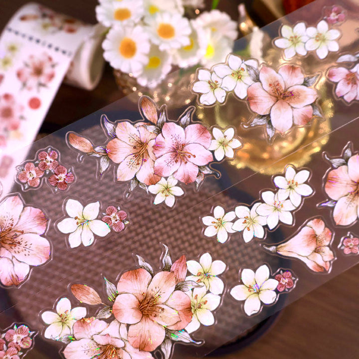 Pink Mist Flower Die-Cutting Washi Tape - Sample 100cm