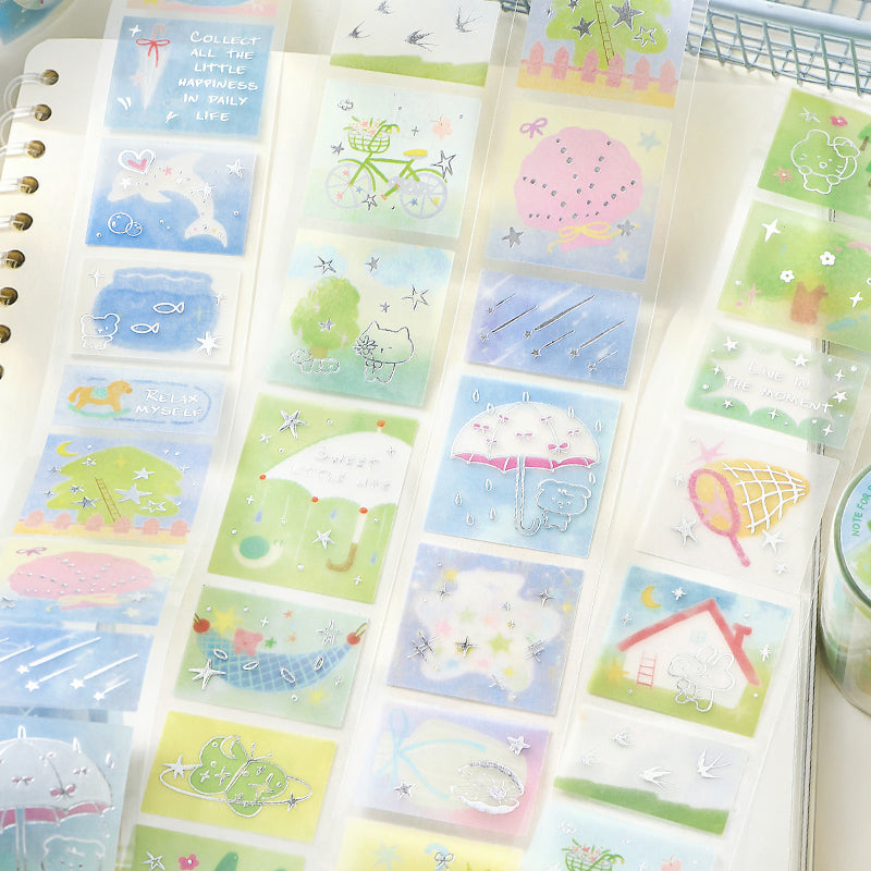 Milk Mist Wandering Series Die Cutting Silver Stamping Sulfuric Paper Tape
