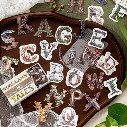 Forest Alphabet Guide Series Sticker featuring forest designs for journaling, scrapbooking and collage