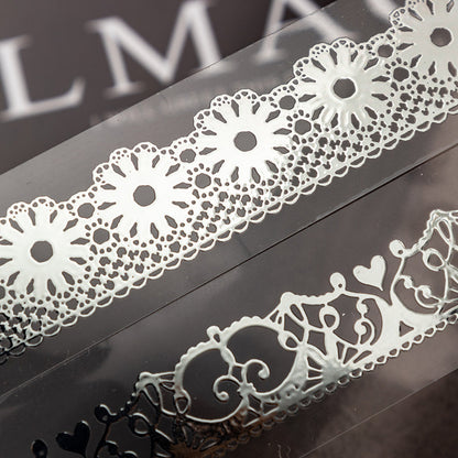 Silver Islet Lace Dream Series Silver Stamping PET Tape featuring dream, lace, and silver designs for journaling, scrapbooking and collage
